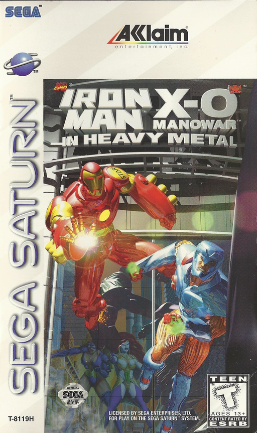 Iron Man X-O Manowar in Heavy Metal box art for Sega Saturn